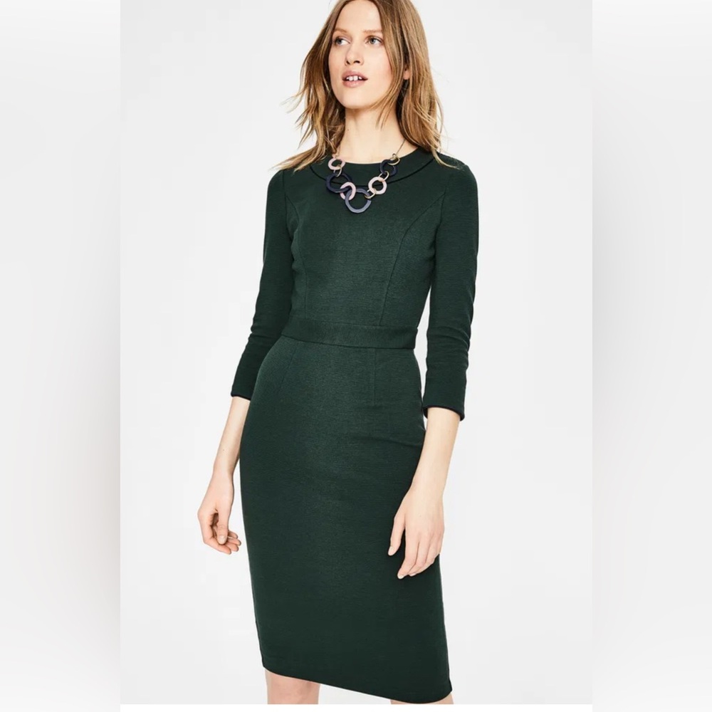 Boden Mia Ottoman Dress in Emerald